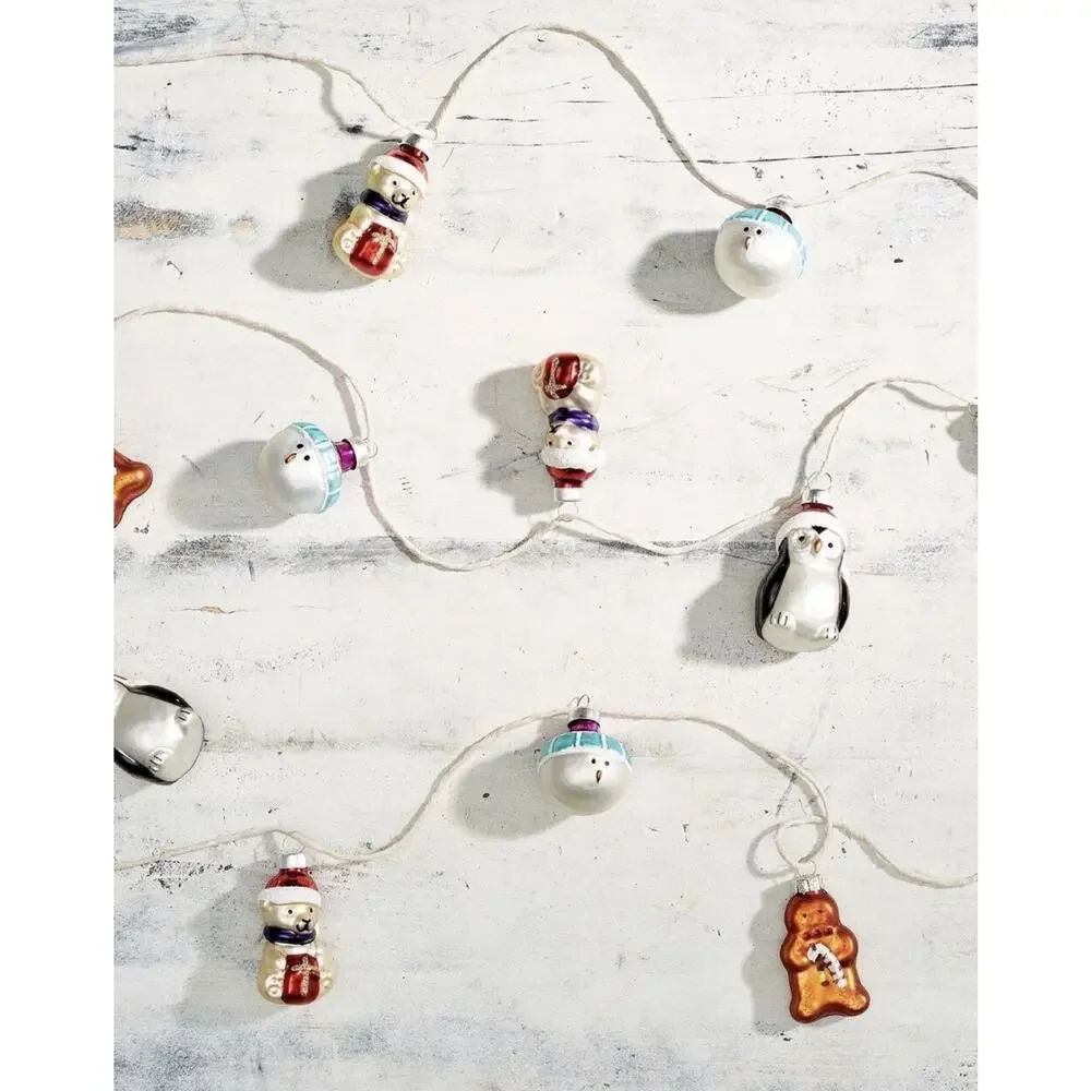 Pottery Barn Mini Mercury Glass Ornaments Set Of 12 North Pole Gingerbread NIB